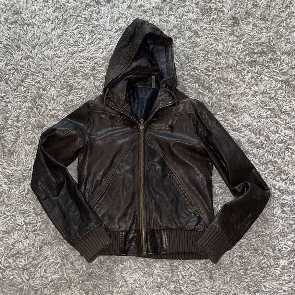 Vintage Leather Bomber Jacket 💯 Italian Brown Small EUC PLEASE by LF Store’s